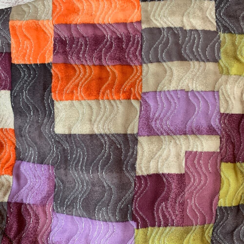 Reversible Multicolor Full Zip Jacket Patchwork Colorblock Quilt and Floral Side - Picture 11 of 16